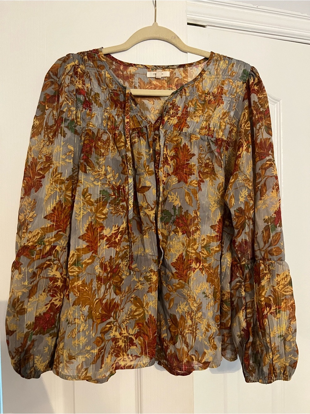 Maurice’s Boho Floral Tie-Neck Blouse in Multi-Color
